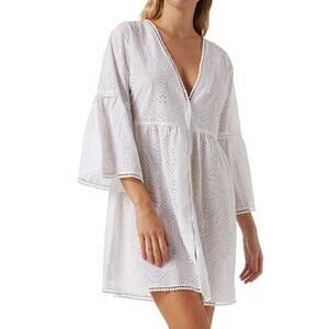 MELISSA ODABASH NWT $260 Beth White Short Caftan‎ Dress Swim cover up XS